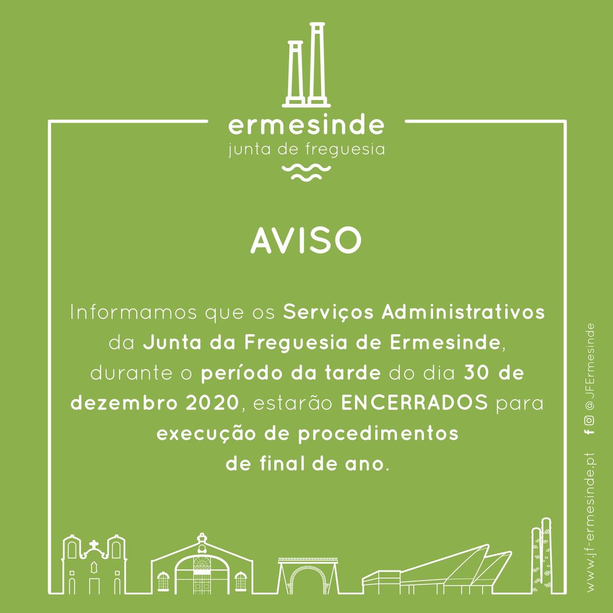AVISO | Serviços Administrativos Encerrados