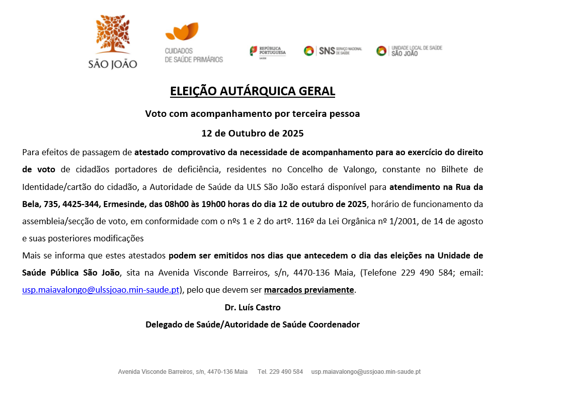 VOTO ACOMPANHADO | ELEIÇÕES AUTÁRQUICAS 2025